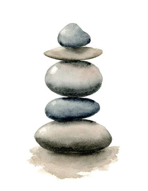 Stacked Rocks Art Print Wall Decor Watercolor Painting Etsy In 2020