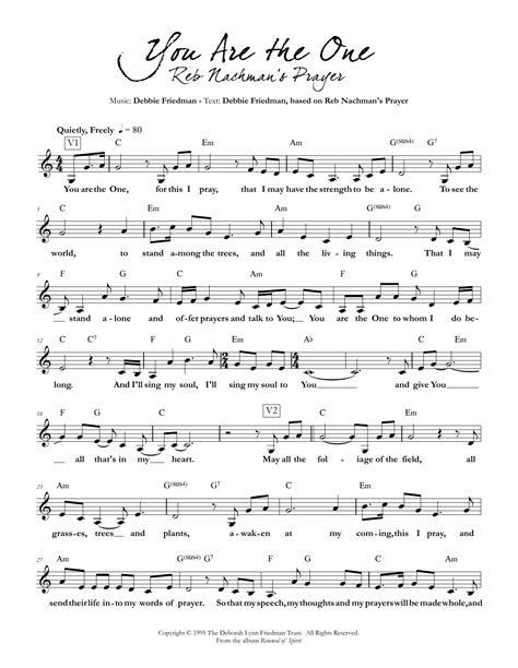 Debbie Friedman You Are The One Sheet Music Pdf Notes Chords