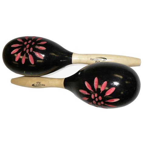 Percussion Plus Wood Maracas Black W Flower