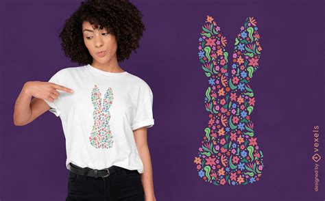 Floral Bunny Silhouette T Shirt Design Vector Download