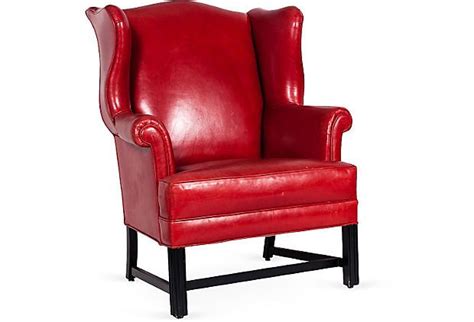 Straight back with neat mahogany legs. Red Leather Chair - who wouldn't want to feel as if they ...