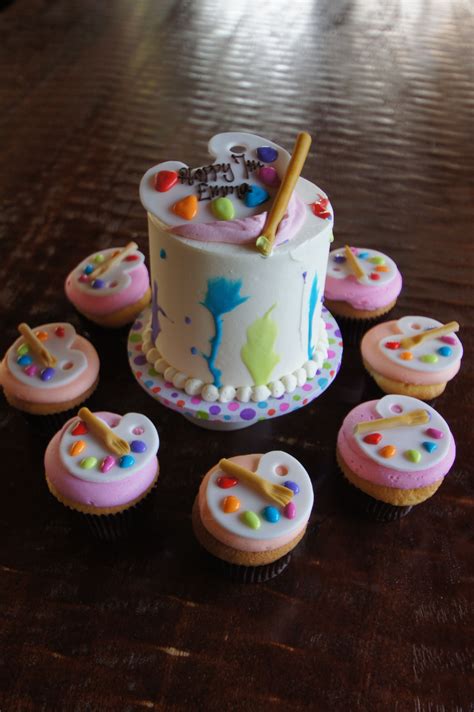 Paint Palette Smash Birthday Cake With Matching Cupcakes Cake Custom
