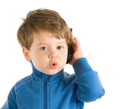 Little Boy Talking On The Phone Stock Photo Image Of Cellular