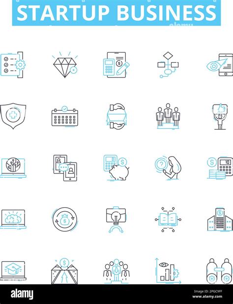 Startup Business Vector Line Icons Set Venture Launch Incubate Fund