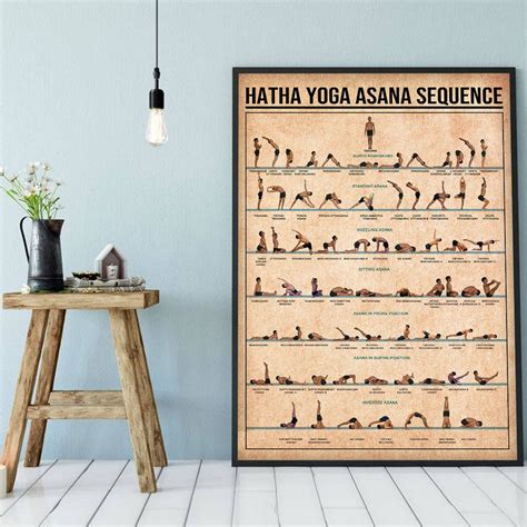 Yoga Poster Hatha Yoga Asana Sequence Yoga Asana Wall Art Etsy