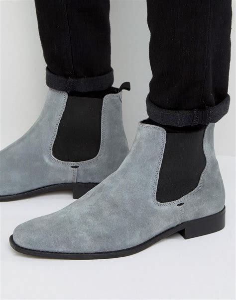 Lyst Dune Marky Chelsea Boots In Grey Suede In Gray For Men