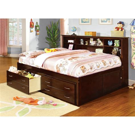 Furniture Of America Hervey Espresso Full Captains Bed With Under Bed