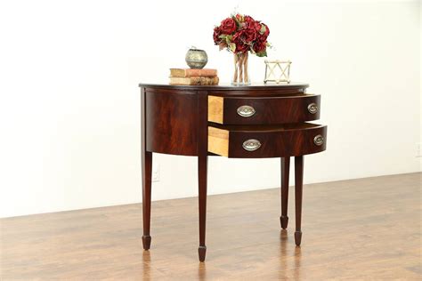 (half rounds) looks like a half circle and is used primarily as decorative trim. Mahogany Vintage Hepplewhite Demilune Half Round Hall Console Cabinet #31072