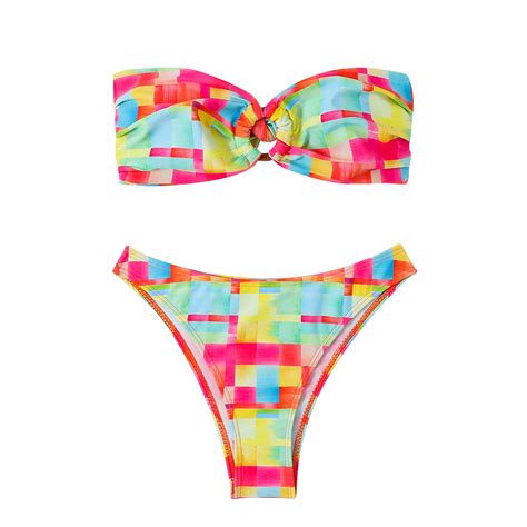 Fanxing Women Strapless Bandeau Tops Swimwear Beach Swimsuit Bikinis Bathing Set Summer Tie Dye