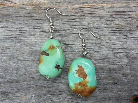 Handmade Turquoise Earrings W Silver Beads And Sterling Etsy