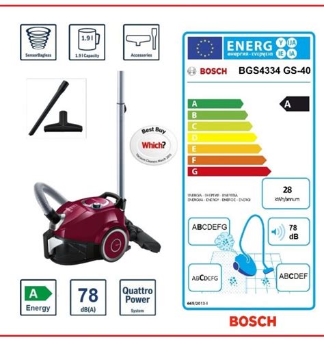Bosch Gs40 All Floor Compact Bagless Cylinder Vacuum Cleaner Fuchsia