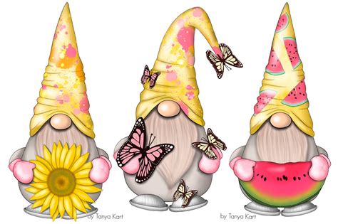 Summer Gnomes Whimsical Design Summer Art Nordic Gnomes Etsy