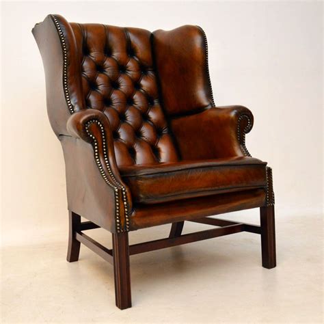 Antique Leather Wing Back Armchair Marylebone Antiques