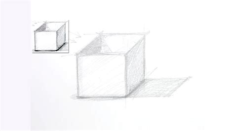 How To Draw And Shade A 3d Box Sketches Easy Draw Free Hand Drawing