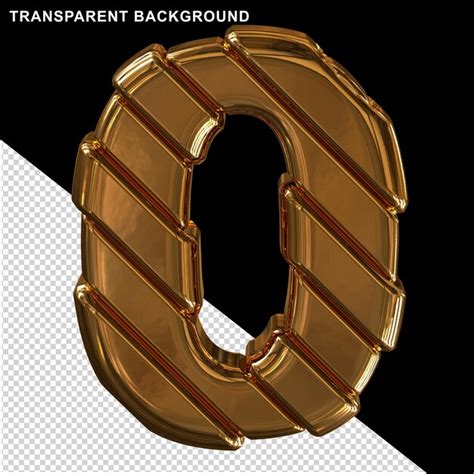 Premium Psd Gold Numbers With Diagonal Straps 3d Number 0