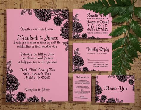 Elegant Pink And Black Wedding Invitation By Invitationsnob