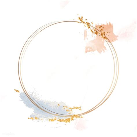 Gold Circle Frame On A Pastel Brushstroke Background Vector Free