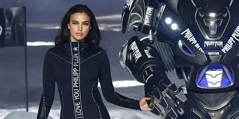 Irina Shayk On The Runway With A Robot At The Philipp Plein Show For Nyfw