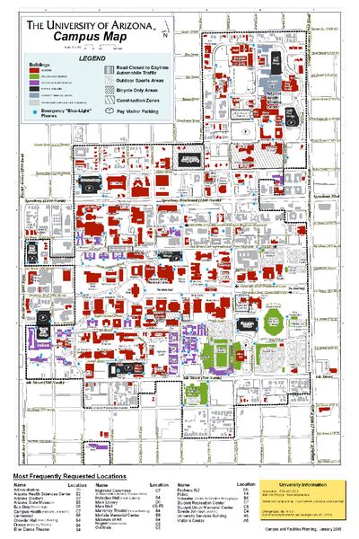 University Of Arizona Campus Map Tucson Arizona • Mappery