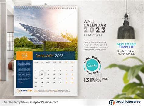 2023 Calendar Canva Template Archives Graphic Reserve