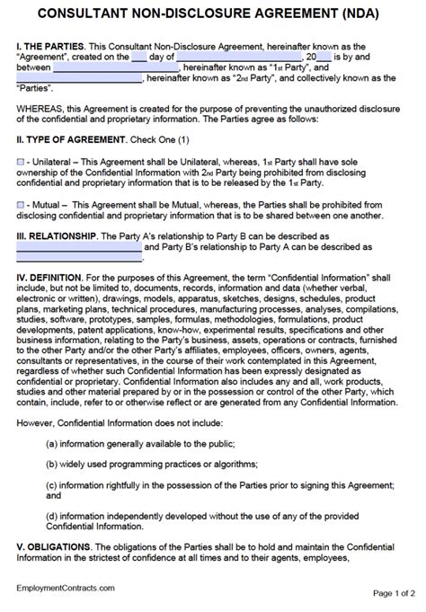 The information shared commonly involves trade secrets that an individual or company does not want to reveal to competitors or the general public. Free Consultant Non-Disclosure Agreement | PDF | Word