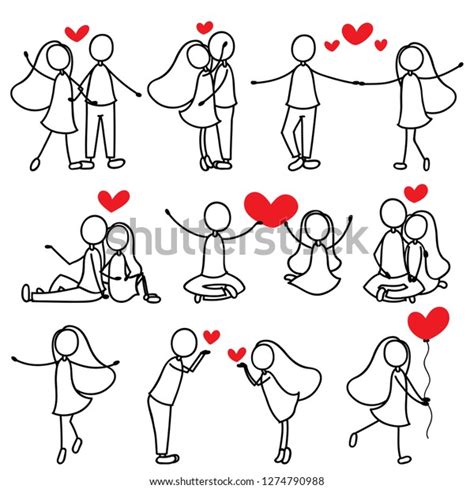 Cartoon Hand Line Drawing Love Character Stock Vector Royalty Free