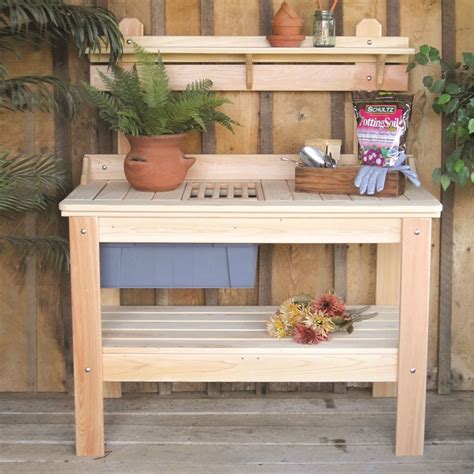 Wooden Potting Bench Garden Table Made In Usa