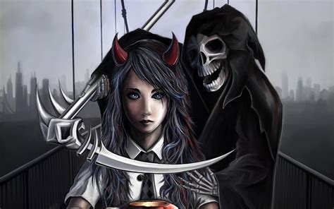 Black Hair Anime Girl Reaper