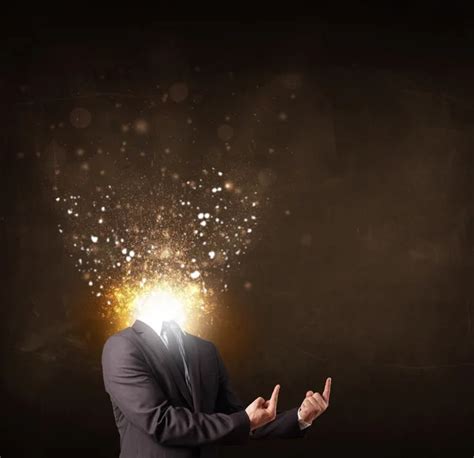 Business Man With Glowing Exploding Head — Stock Photo © Ra2studio