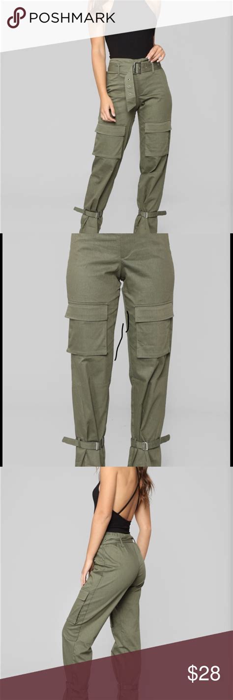 Olive High Waisted Belted Cargo Pants Cargo Pants Fashion Nova