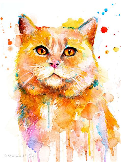 Cat Watercolor Painting Print By Slaveika Aladjova Art Animal