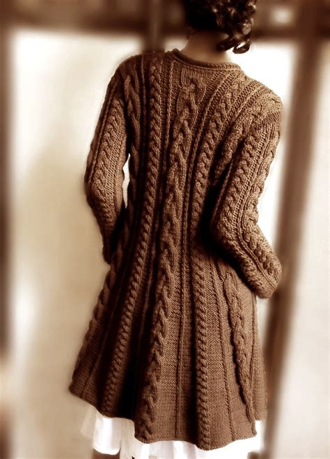 Hand Knit Wool Cable Sweater Coat Cable Knit Sweater Many