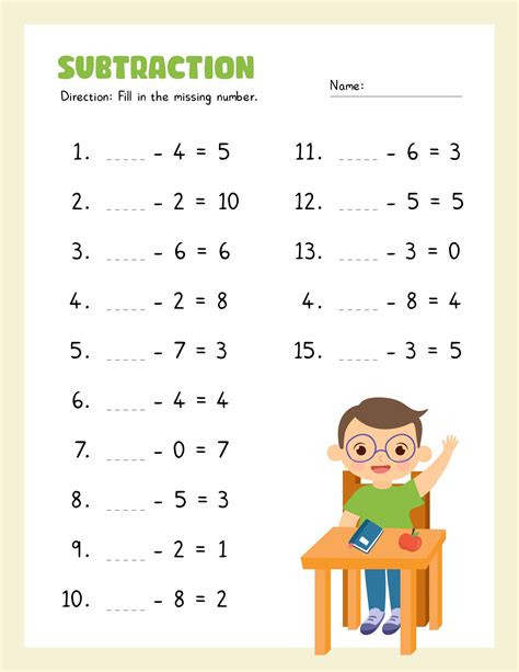 Subtraction Worksheets For 1st Grade Printable Word Searches