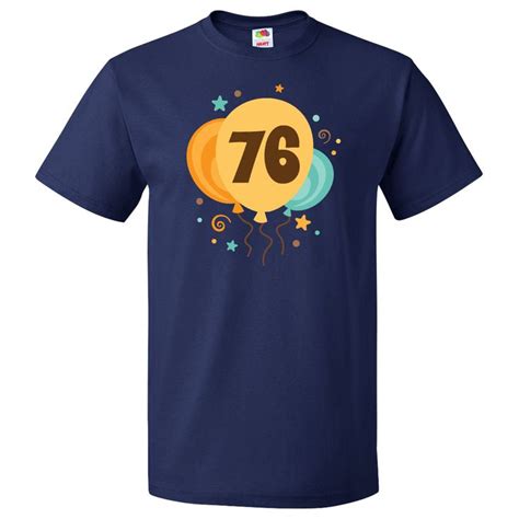 76th Birthday Balloons T Shirt Navy Blue Custom Birthday Tshirts