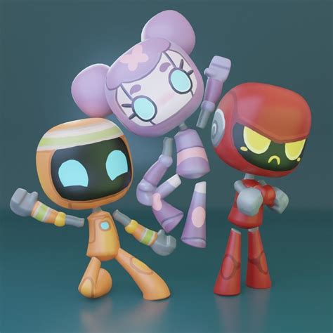 3d Model Cute Robots Full Pack Vr Ar Low Poly Cgtrader