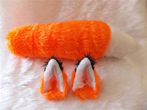 Ginger Orange Cosplay Fox Ears Tail Set Furry Wolf Kitsune Etsy