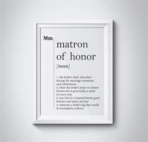Matron Of Honor Definition Print T For Matron Of Honor Etsy