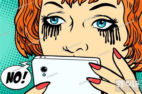 The Woman Was Crying Mascara Running Phone Message Bad Stock Vector Vector And Low Budget