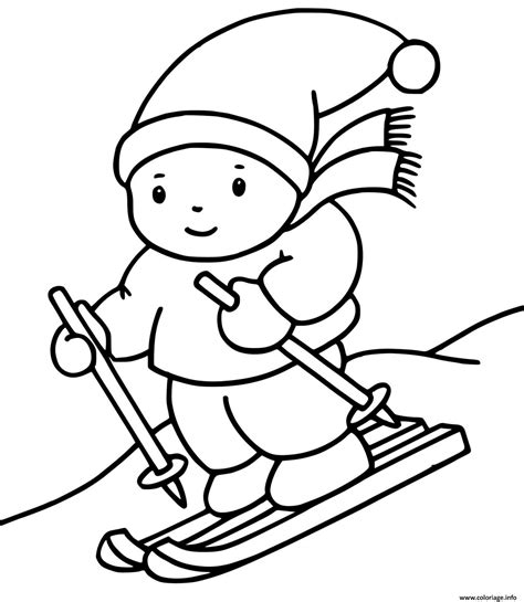 Coloriage Un Enfant Fait Du Ski Sport Dhiver Dessin Hiver à Imprimer
