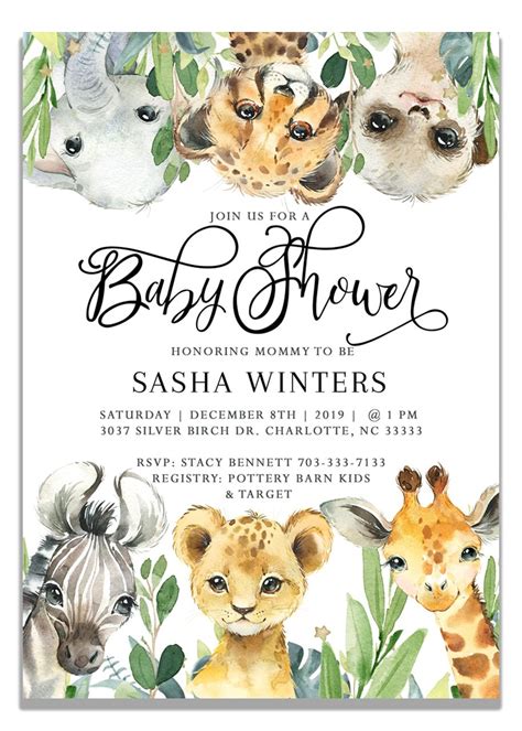 Jungle Baby Shower Invitation Zoo Baby Shower Safari Baby Shower 17