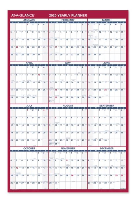 At A Glance 2 Sided Yearly Erasable Wall Calendar 24 X 36 Bluegray