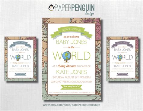 Welcome To The World Baby Shower Invitation Travel Themed Etsy