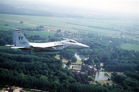 An Right Side View Of An F 15a Eagle Aircraft In Flight During Exercise