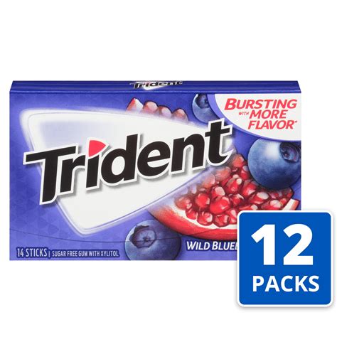 Trident Sugar Free Wild Blueberry Twist Chewing Gum 14 Pcs 12 Ct
