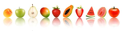 Ilustración De Panorama De Frutas Y Verduras Frescas En Fila Con
