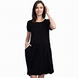 HoneyComfy - Women's Short Sleeve Babydoll Dress with Pockets - Walmart ...