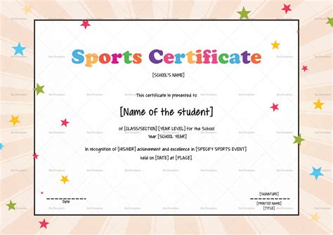 Kids Sports Certificate Design Template In Psd Word
