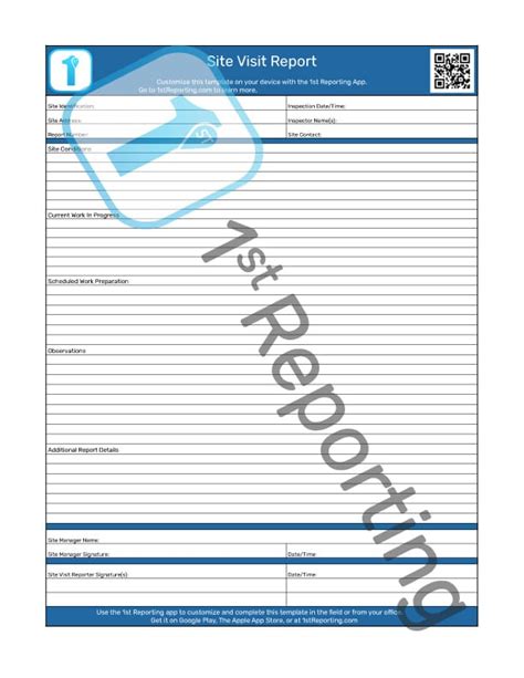 Site Visit Report Template Pdf For Business 1st Reporting