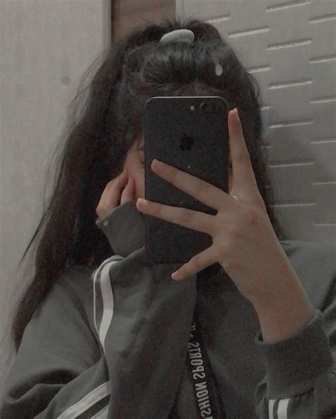 In Face Photography Girl Hiding Face Mirror Selfie Girl