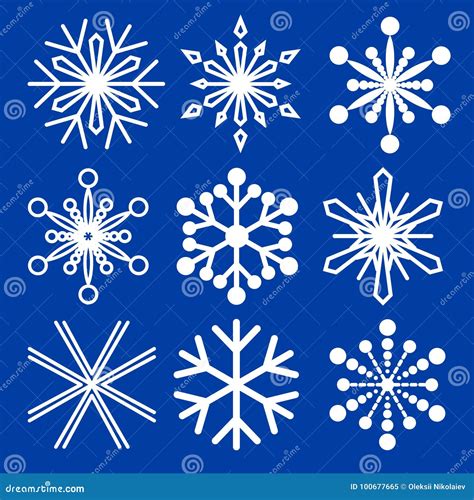 Set Of Snowflakes Of Different Shapes Collection Of Decorative
